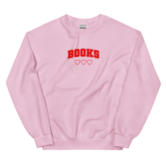 Books Collegiate Love Sweatshirt (Red Graphic)