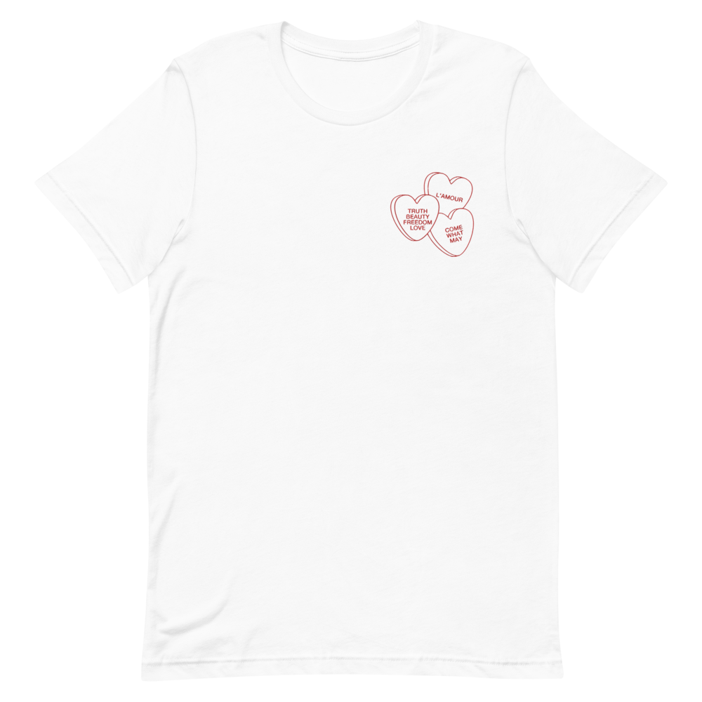 Red Windmill Conversation Hearts Embroidered T-shirt (SAMPLE)