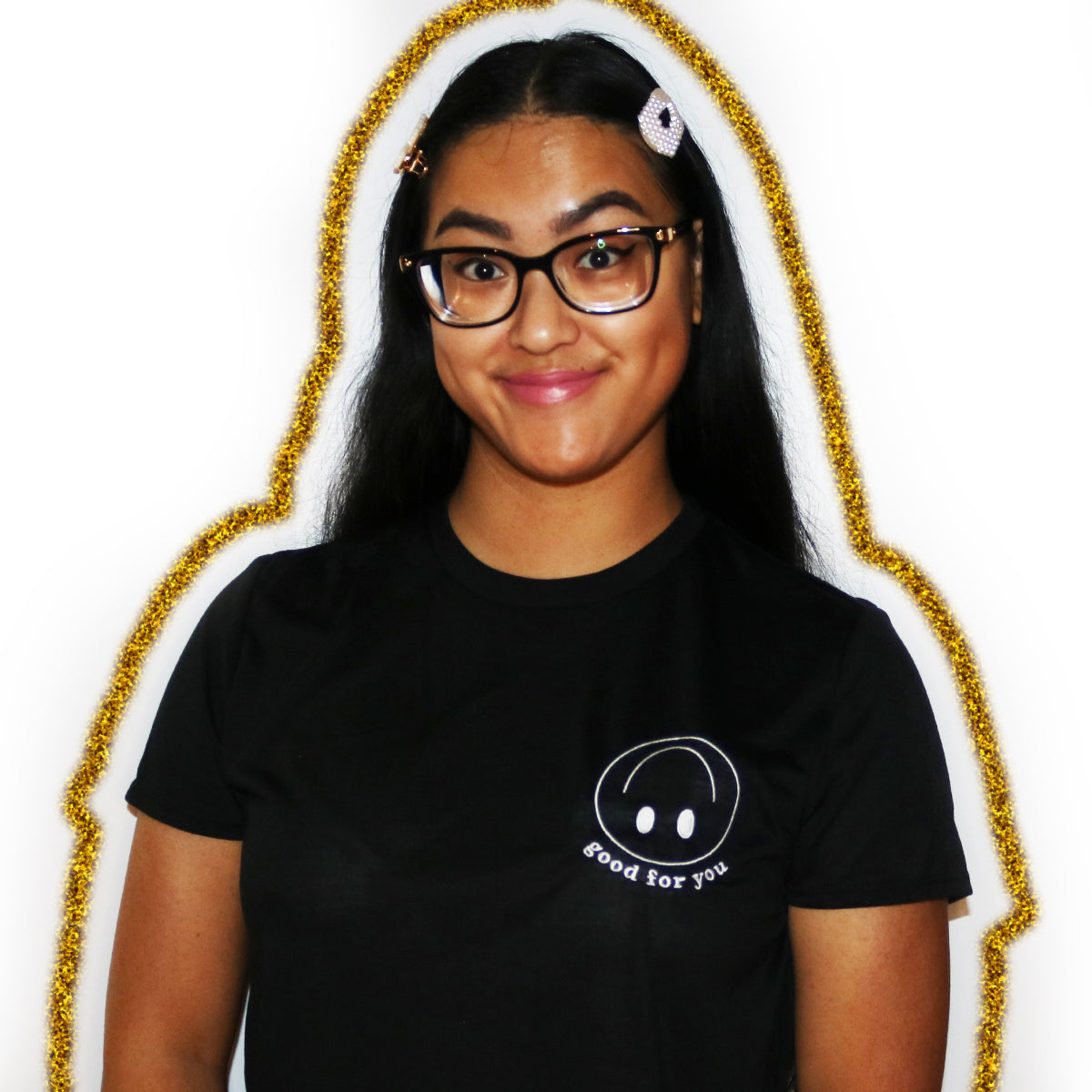 Sarcastic Smiley Embroidered Cropped T-Shirt