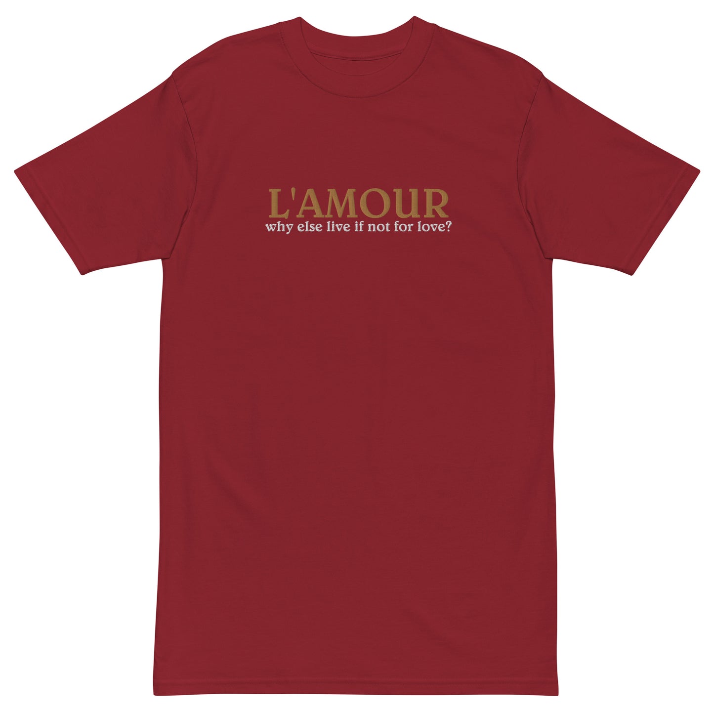 Live for Love Embroidered Premium T-shirt (Dark Rouge)