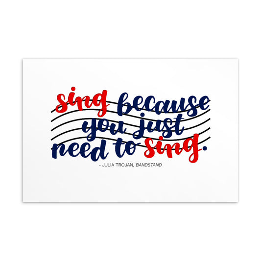 Singer's Motto Script Postcard Print