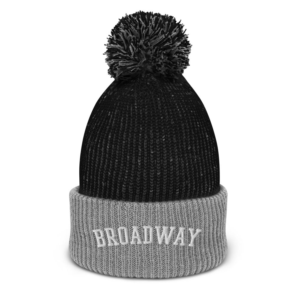 Broadway Varsity Embroidered Pom Beanie
