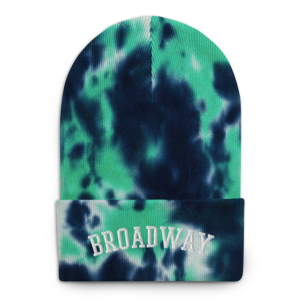 Broadway Varsity Embroidered Tie-Dye Beanie