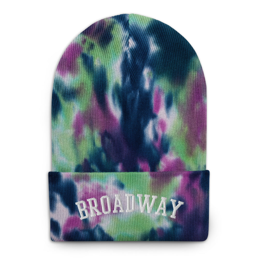 Broadway Varsity Embroidered Tie-Dye Beanie