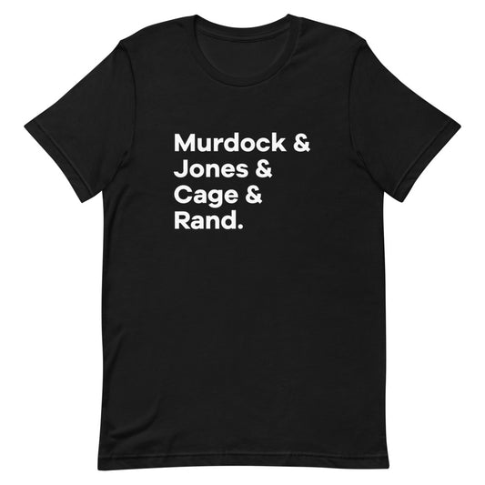 NYC Heroes Character List T-shirt
