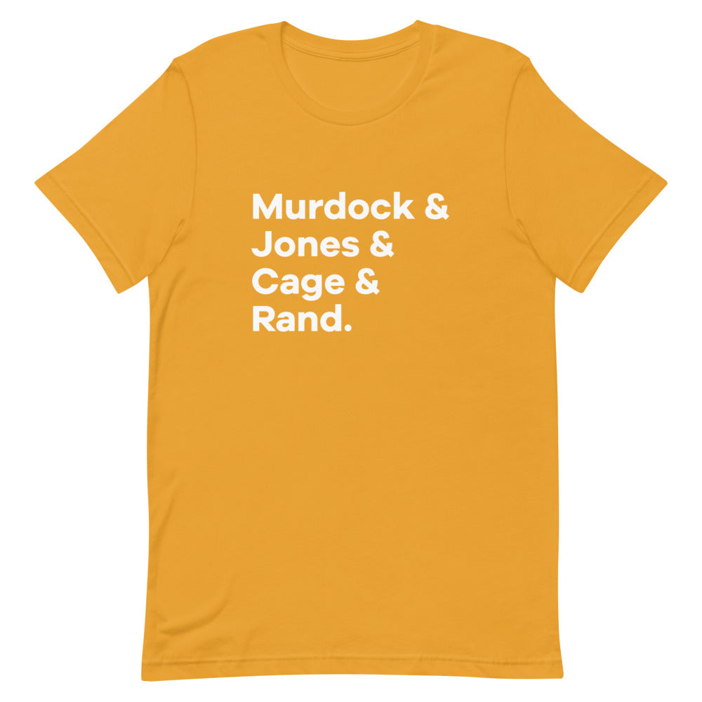 NYC Heroes Character List T-shirt