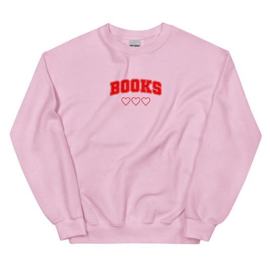 Books Collegiate Love Sweatshirt (Red Graphic)
