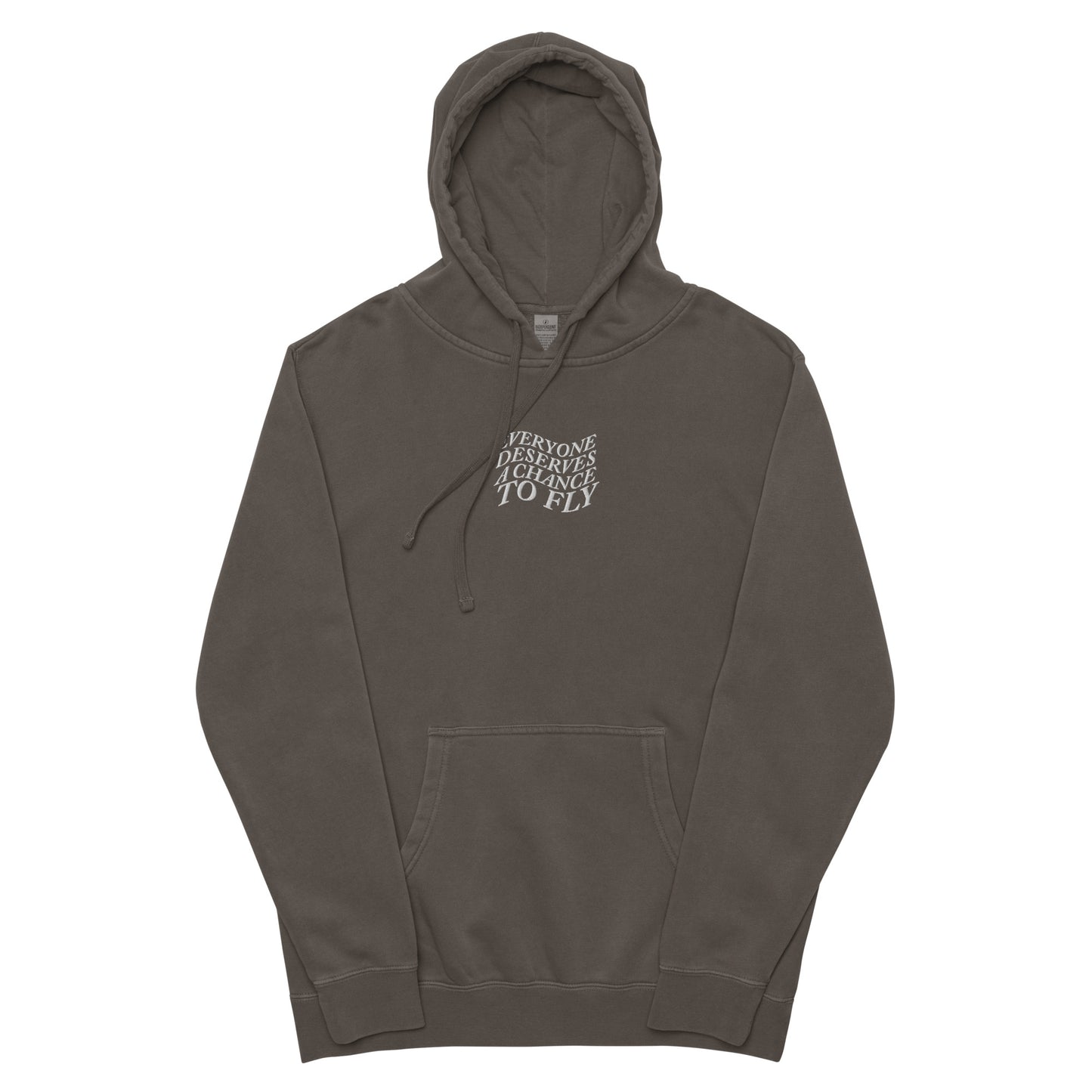 Defy Gravity Word Wave Embroidered Pigment-Dyed Hoodie