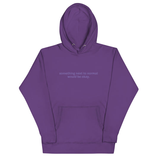 Nearing Normalcy Embroidered Monochromatic Premium Hoodie (Purple)