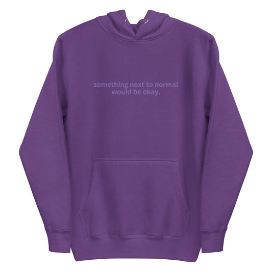 Nearing Normalcy Embroidered Monochromatic Premium Hoodie (Purple)