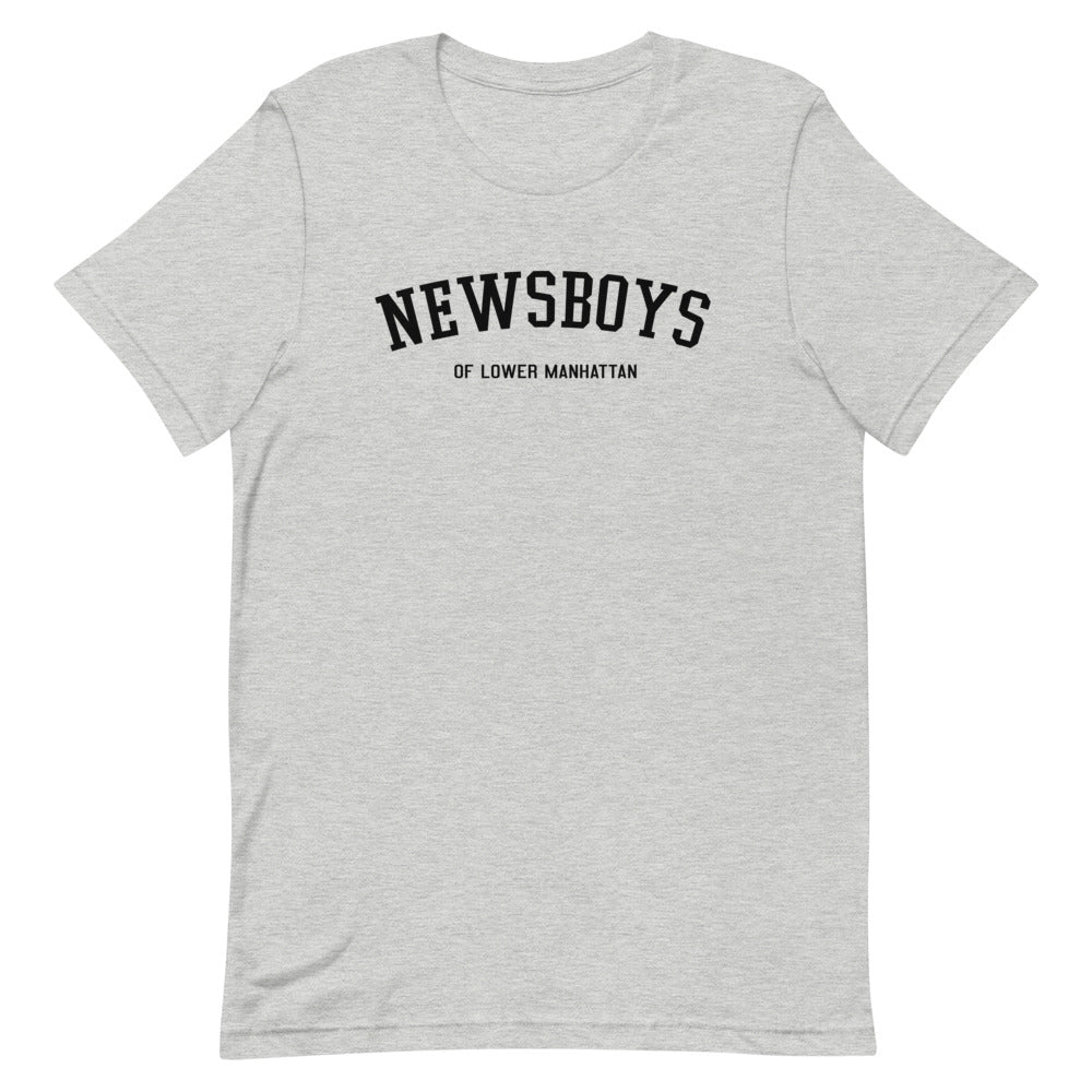 Lower Manhattan Newsboys Varsity T-shirt (Black Text)