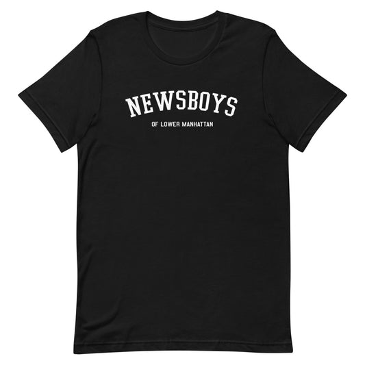 Lower Manhattan Newsboys Varsity T-shirt (White Text)