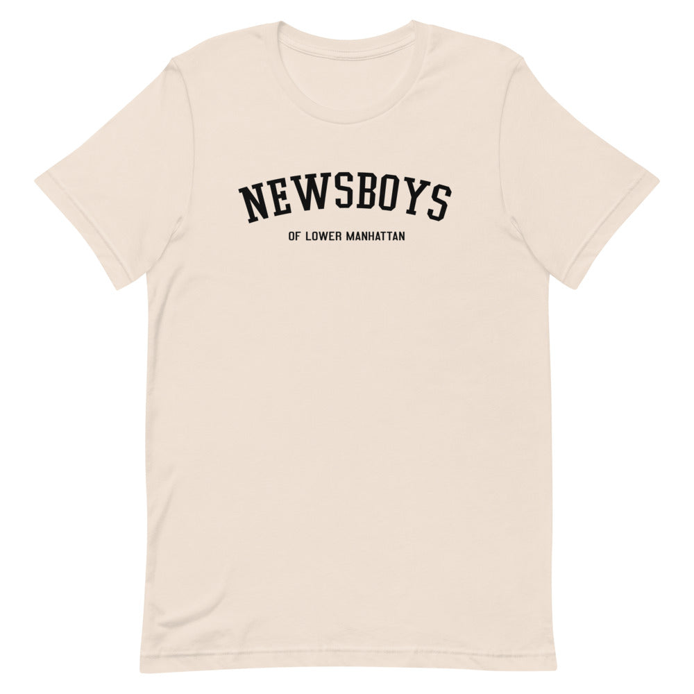 Lower Manhattan Newsboys Varsity T-shirt (Black Text)